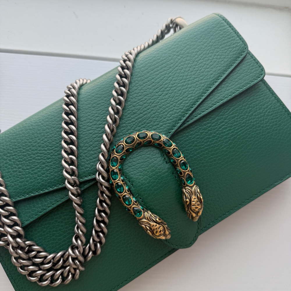 Gucci Dionysus Medium Shoulder Bag Green Leather-  Authentic with Dust Bag